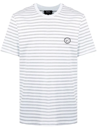 Shop Apc Striped Cotton T-shirt In Blau