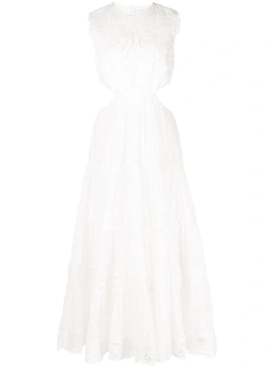 Shop Zimmermann Cassie Embroidered Dress In Weiss