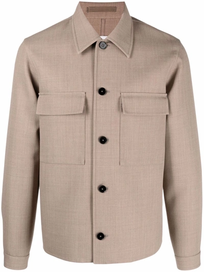 Shop Jil Sander Chest-pocket Shirt Jacket In Nude
