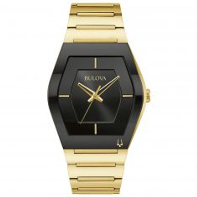 Shop Bulova Gemini Quartz Black Dial Ladies Watch 97l164 In Black / Gold Tone
