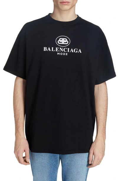 Shop Balenciaga New Bb Mode Graphic Tee In Black