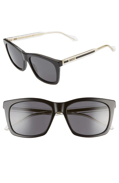 Shop Gucci 56mm Square Sunglasses In Black