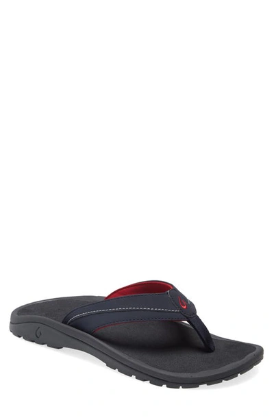 Shop Olukai 'ohana Koa' Flip Flop In Trench Blue/ Deep Red