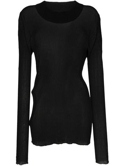 Shop Rick Owens Lightweight Ribbed-knit Top In Black