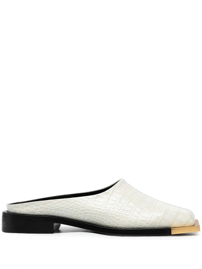 Shop Peter Do Crocodile-embossed Leather Mules In White