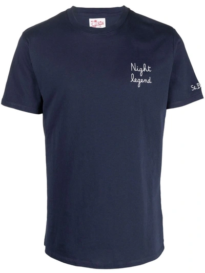 Shop Mc2 Saint Barth Embroidered-text T-shirt In Blue