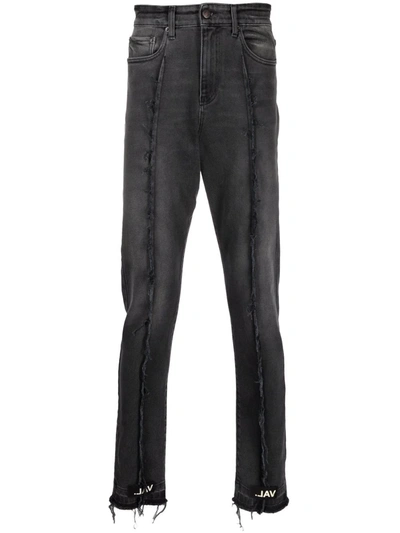 Shop Val Kristopher Frayed Detailing Slim-legged Jeans In Black