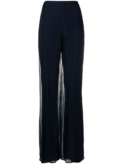 Pre-owned Gianfranco Ferre 1990s High-waisted Wide-leg Trousers In Blue