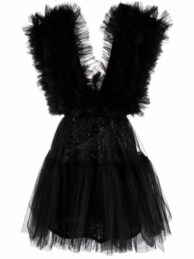 Shop Alchemy Lia Ruffled Tulle Minidress In Black