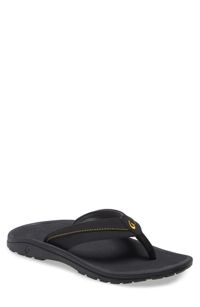 Shop Olukai 'ohana Koa' Flip Flop In Black/ Sunrise