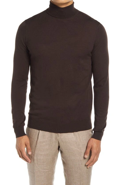 Shop Suitsupply Merino Wool Turtleneck Sweater In Brown