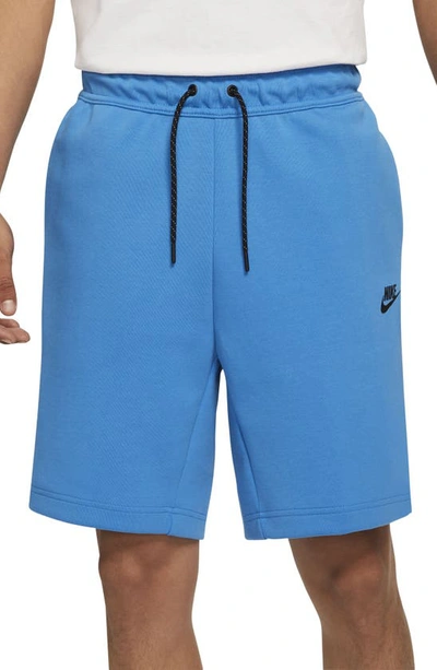 Shop Nike Sportswear Tech Fleece Shorts In Light Photo Blue/ Black