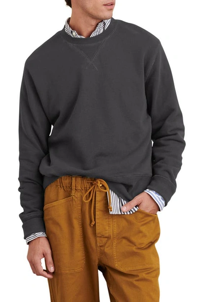 Shop Alex Mill Cotton Crewneck Sweatshirt In Washed Black