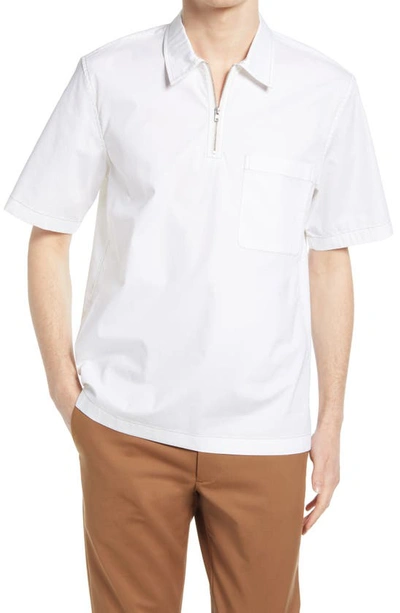 Shop Club Monaco Popover Short Sleeve Quarter Zip Shirt In White