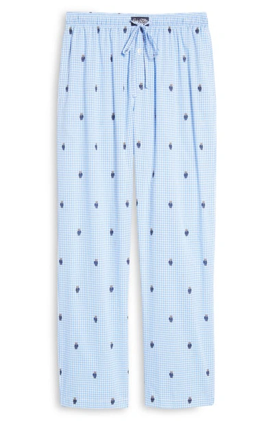 Shop Polo Ralph Lauren Gingham Bear Pajama Pants In Blue Gingham Bear