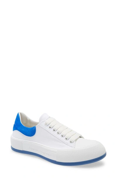 Shop Alexander Mcqueen Deck Lace-up Plimsoll In White/ Blue