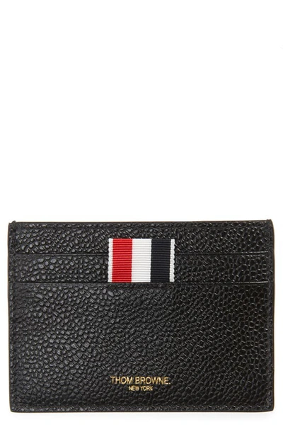Shop Thom Browne Rwb Leather Card Holder In Black