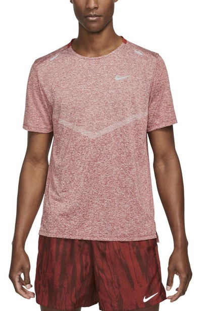 Nike Dri-fit Rise 365 Men's Short-sleeve Running Top In Dark Cayenne/heather