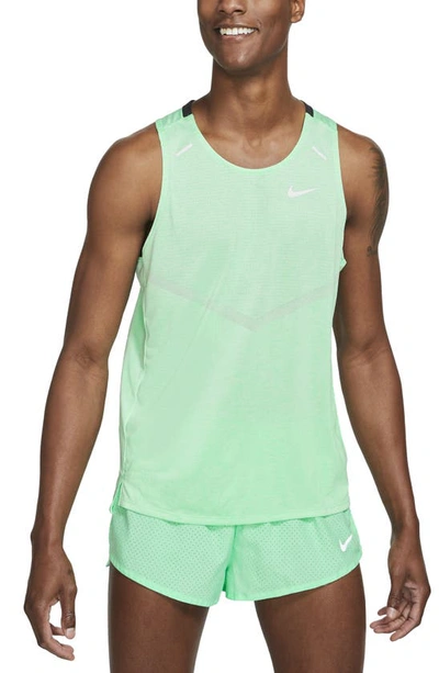 Shop Nike Dri-fit 365 Running Tank In Green Glow/heather