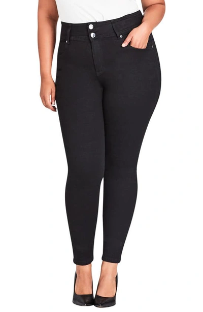 Shop City Chic Harley High Rise Skinny Jeans In Black