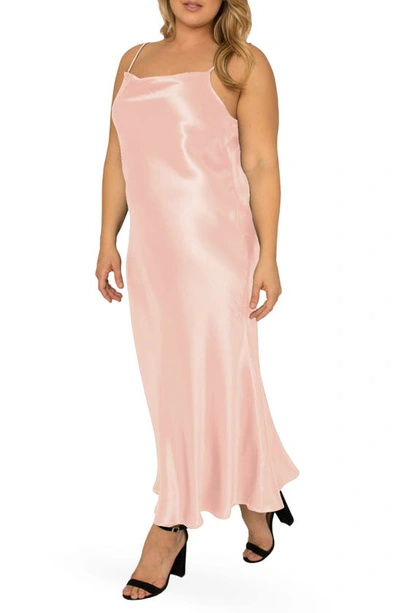 Shop Standards & Practices Cowl Neck Satin Slipdress In Rosepink