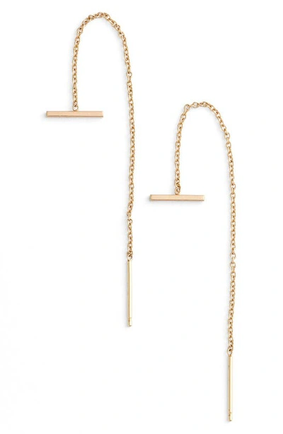 Shop Zoë Chicco Bar Threader Earrings In Yellow Gold