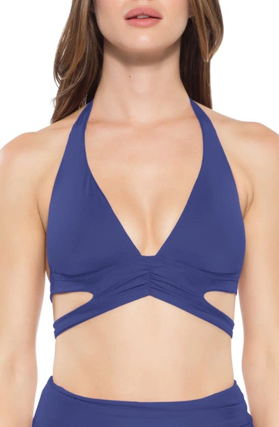 Shop Becca Color Code Split Strap Bikini Top In Blue Topaz