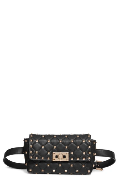 Shop Valentino Rockstud Leather Belt Bag In Nero