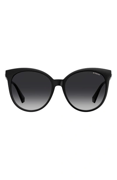 Shop Polaroid 57mm Polarized Cat Eye Sunglasses In Black/ Black Lens