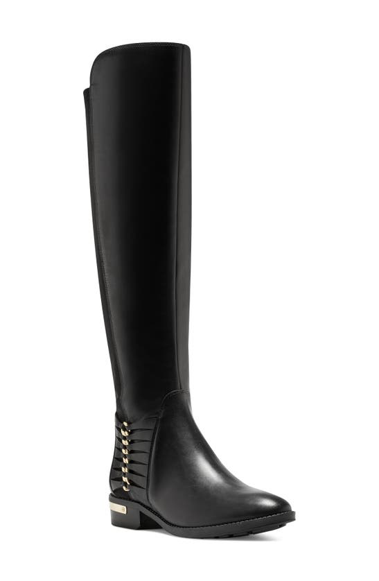 Vince Camuto Women's Prolanda 50/50 Stretch Riding Boots Women's Shoes In Black Leather | ModeSens