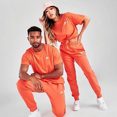 Shop Nike Sportswear Club Fleece Cuffed Jogger Pants In Turf Orange