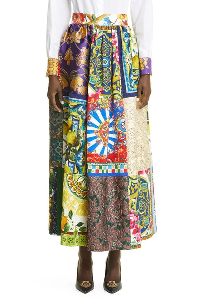 Shop Dolce & Gabbana Brocade & Jacquard Patchwork Maxi Skirt In Multi