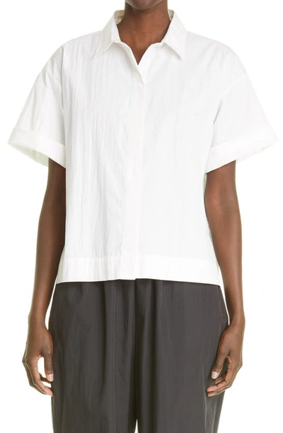 Shop Co Button-up Short Sleeve Top In White