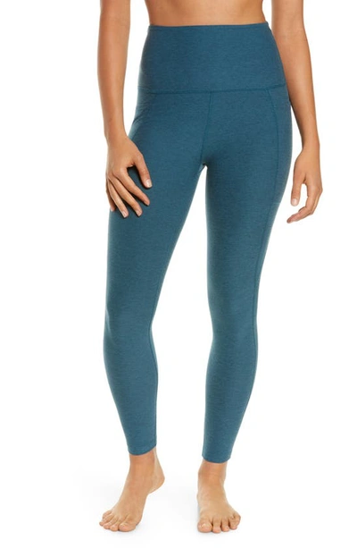 Shop Beyond Yoga Beyond Space Dye High Waist Pocket Leggings In Stellar Blue Heather