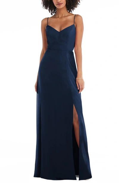 Shop After Six Tie Back Cutout Chiffon Gown In Midnight