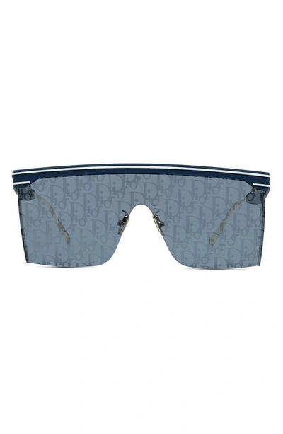 Shop Dior Club Shield Sunglasses In Shiny Blue / Blue Mirror