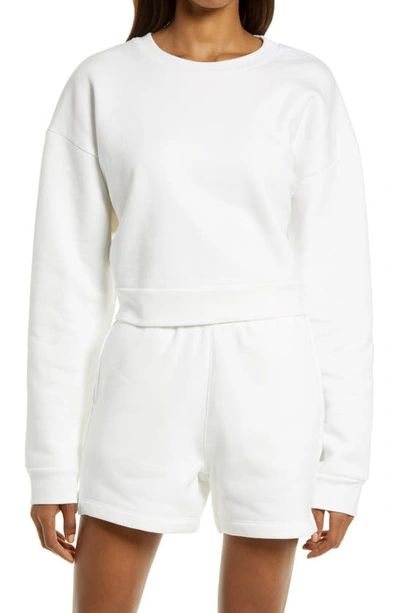 Shop Reformation Hunter Classic Crop Sweatshirt In Vintage White