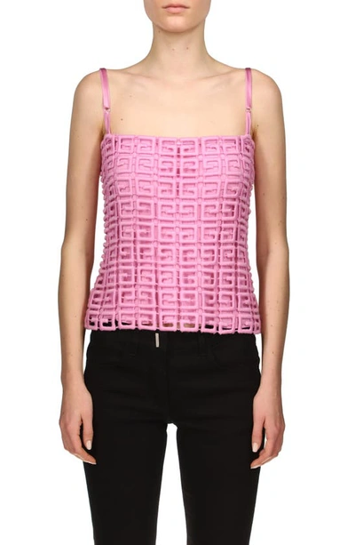 Shop Givenchy 4g Logo Guipure Lace Top In Pink