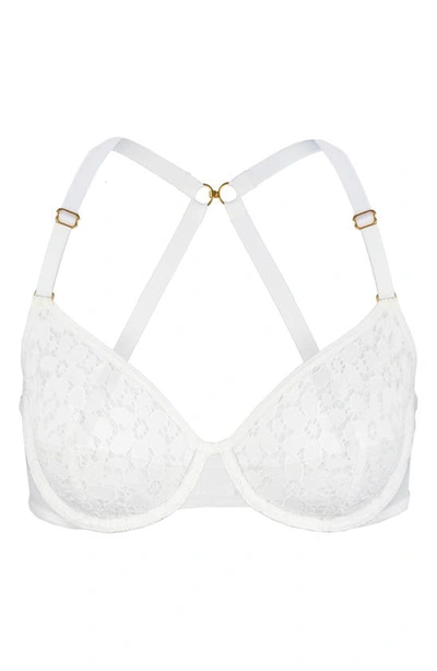 Shop Lively The Floral Lace Balconette Bra In Fresh White