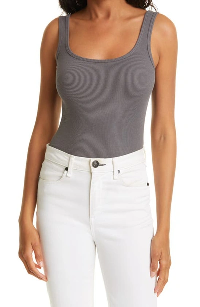 Shop Rag & Bone The Essential Scoop Neck Ribbed Tank In Grey Paver