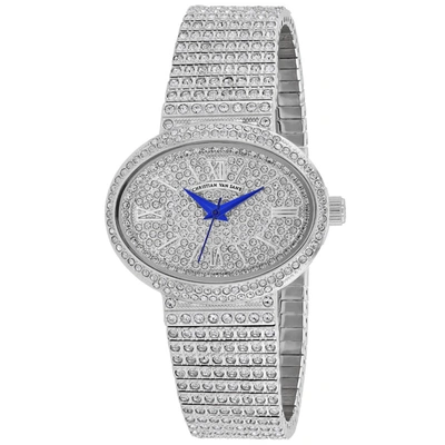 Shop Christian Van Sant Sparkler Quartz Silver Dial Ladies Watch Cv0250 In Blue / Silver