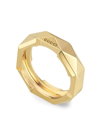 Shop Gucci 18kt Yellow Gold Link To Love Studded Ring