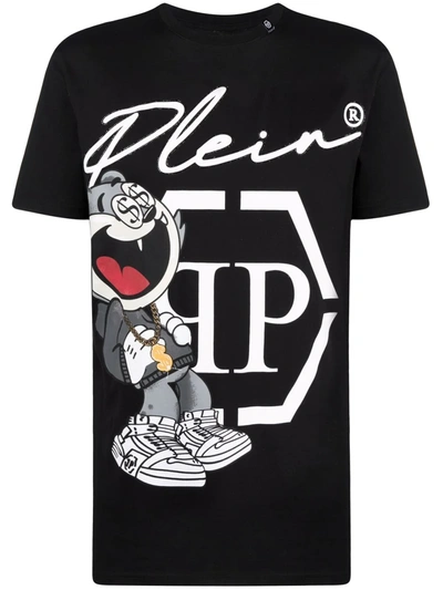 Shop Philipp Plein Graphic-print Logo T-shirt In Schwarz