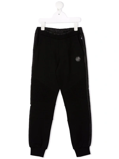 Shop Philipp Plein Logo-plaque Cotton Track Trousers In Black