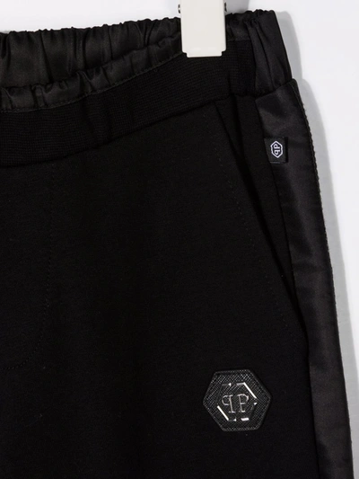Shop Philipp Plein Logo-plaque Cotton Track Trousers In Black