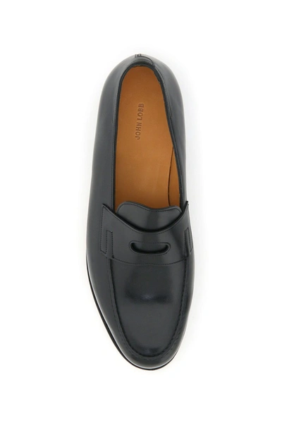 Shop John Lobb Lopez Leather Loafers In Black