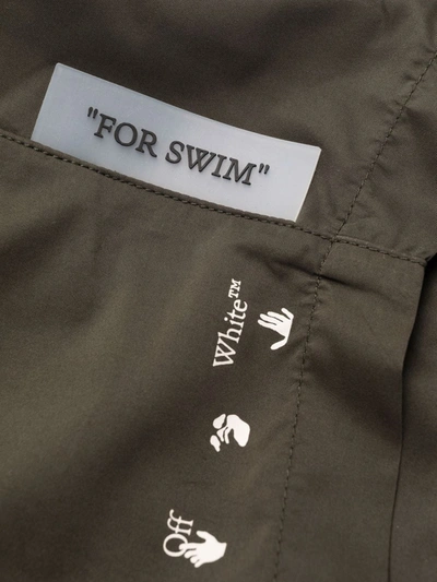 Shop Off-white Off White Logo-print Swim Shorts In Nero