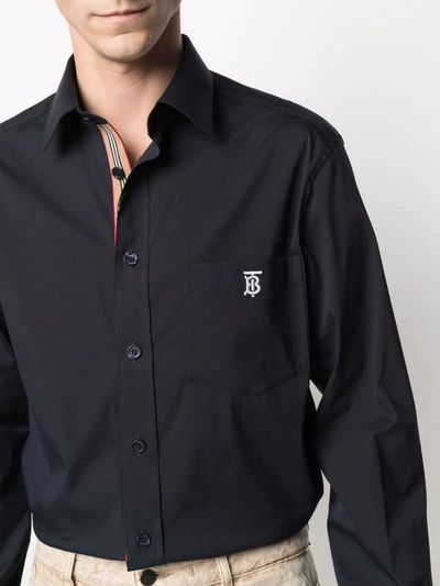 Shop Burberry Embroidered Monogram Logo Shirt In Mixed Colours