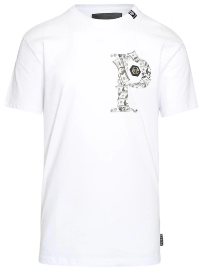 Shop Philipp Plein White Round Neck Ss Money T-shirt
