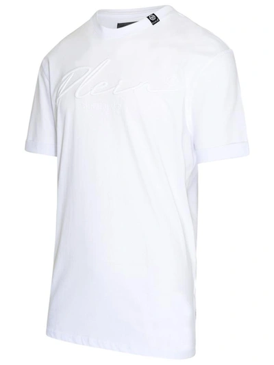 Shop Philipp Plein White Round Neck Ss Signature T-shirt